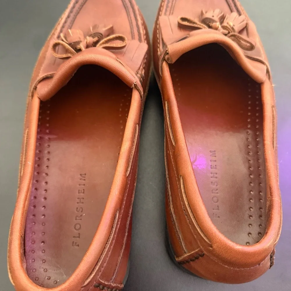Florsheim Slip On Tassel Loafers Size‎ 8.5 D Brown Leather Dress Shoes Preppy